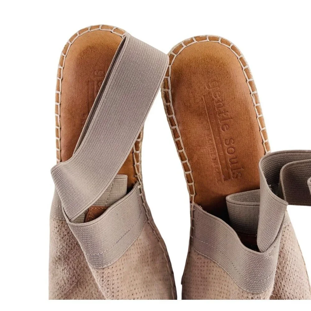 Gentle Souls By Kenneth Cole Colleen Leather Wedge Sandals With Elastic Strap Si